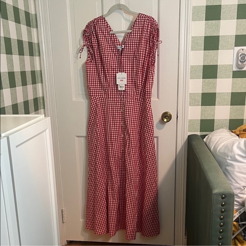 NWT Uniqlo x Ines de la Fessange Red Gingham Maxi Dress